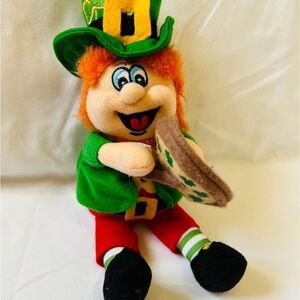 Plush Leprechaun Doll in Green Jacket and Red Pants